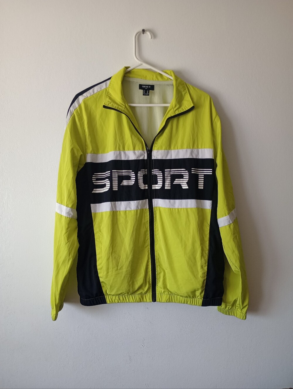 Forever 21 Men neon green sports jacket size Medium